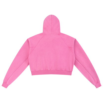 W Snow Washed Cropped Hoodie