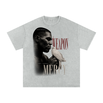 Weapon. Mercy. Snow Wash Raw-Hem Box T