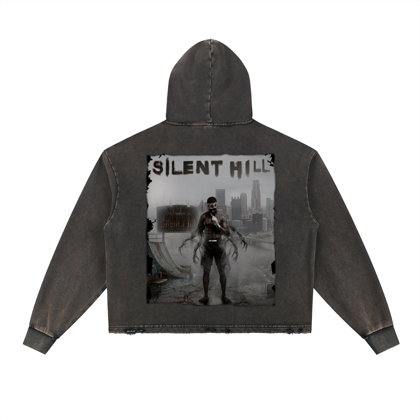 Vintage Washed Frayed-Hem Hoodie