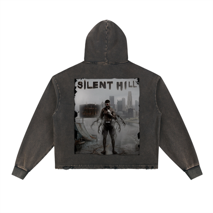 Vintage Washed Frayed-Hem Hoodie