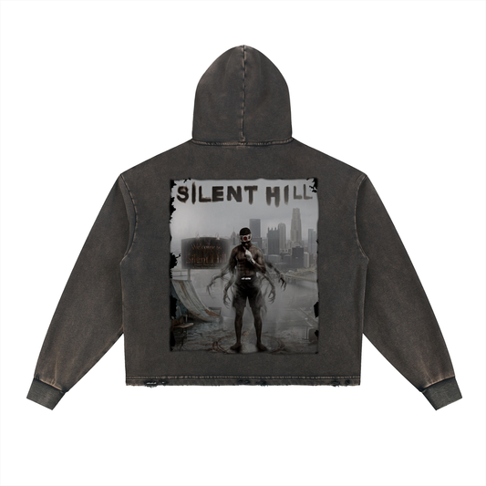 Vintage Washed Frayed-Hem Hoodie