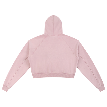W Snow Washed Cropped Hoodie