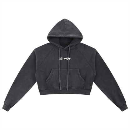 W Snow Washed Cropped Hoodie