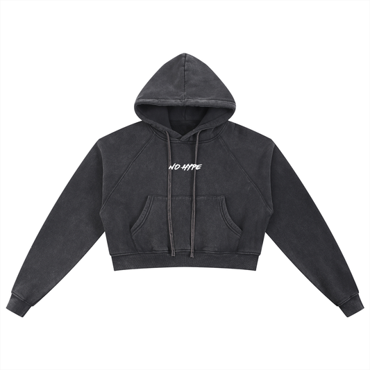 W Snow Washed Cropped Hoodie