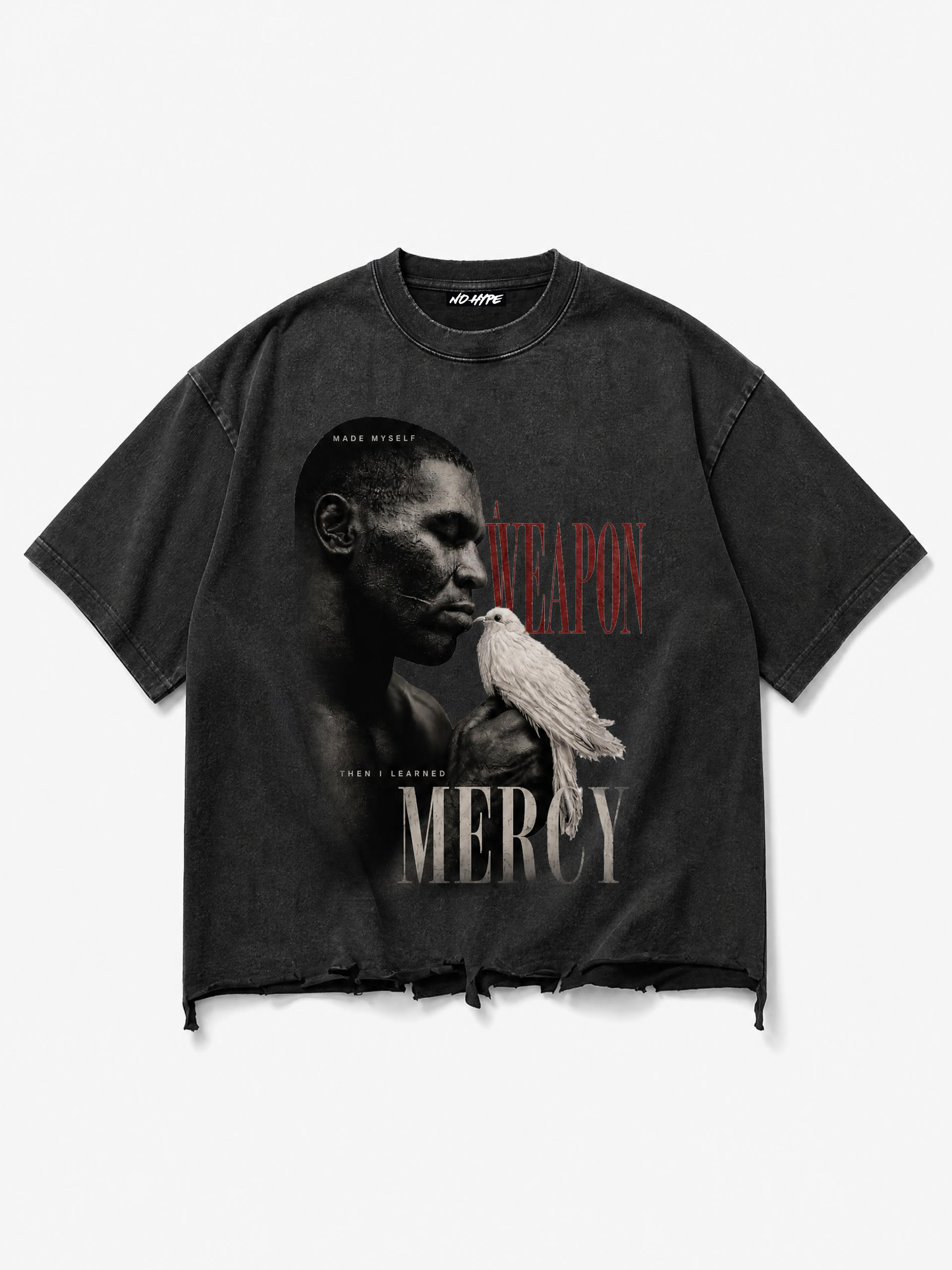 Weapon. Mercy. Snow Wash Raw-Hem Box T