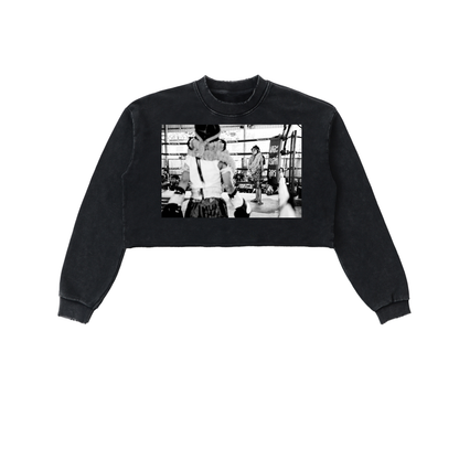 Snow Washed Raw Edge Cropped Sweatshirt