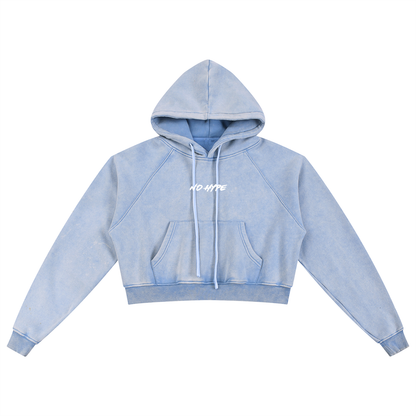 W Snow Washed Cropped Hoodie