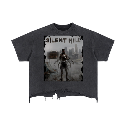 Jiquelill "Silent Hill" Jordan Vintage Wash Boxy Distressed Hem T