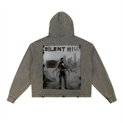 Vintage Washed Frayed-Hem Hoodie